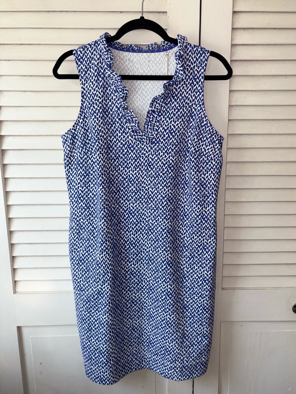 NWT Tommy Bahama IslandZone Blue Print Sleeveless Ruffle Dress Small - Picture 2 of 5